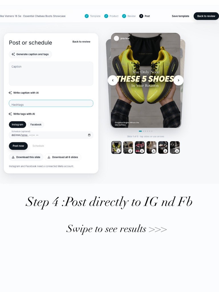 Caption, then post or schedule the carousel
